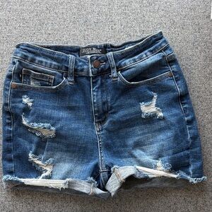 Judy Blue Women's Distressed Blue Denim Shorts